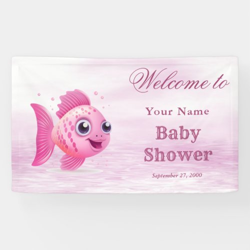 Pink Fish Baby Shower Welcome Banner