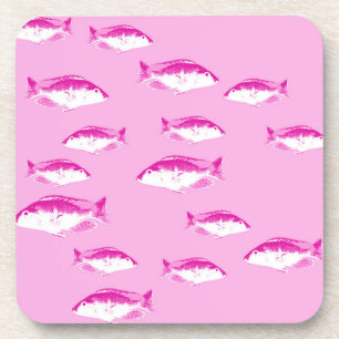 Pink fish beverage coaster