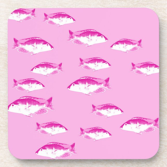 Pink fish beverage coaster (Front)