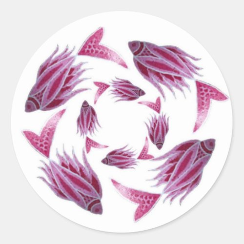 Pink Fish Circling Sticker
