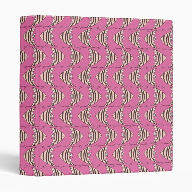 Pink Fish Kids pattern 3 Ring Binder (Front/Spine)