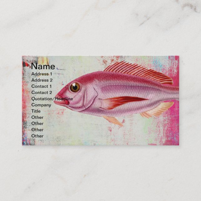 Pink Fish Mixed Media Business Card (Front)