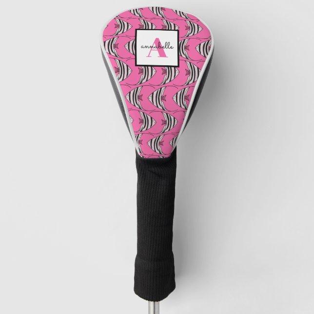 Pink Fish Monogram Golf Head Cover (Front)