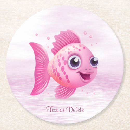 Pink Fish Paper Coaster