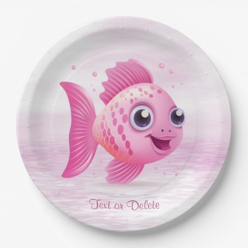 Pink Fish Paper Plate