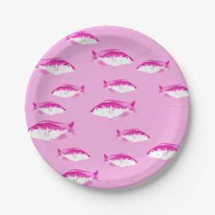 Pink fish paper plates