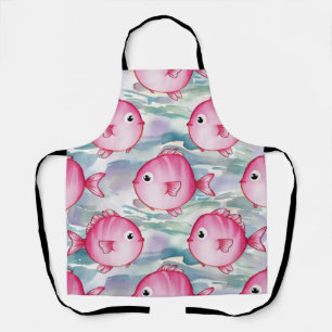 Pink Fish Pattern Apron