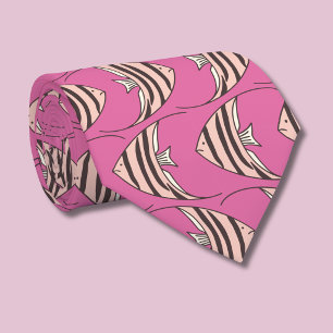 Pink Fish pattern Neck Tie