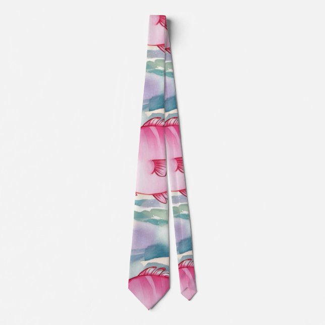 Pink Fish Pattern Neck Tie (Front)