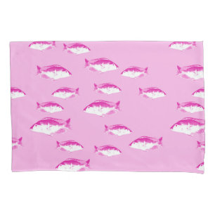Pink fish pillow case