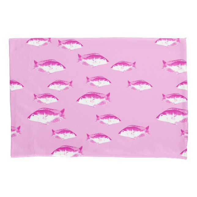 Pink fish pillow case (Front)