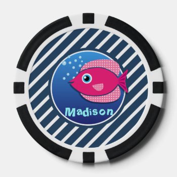 Pink Fish Poker Chips by doozydoodles at Zazzle