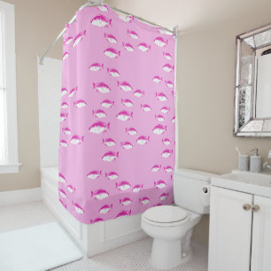 Pink fish shower curtain