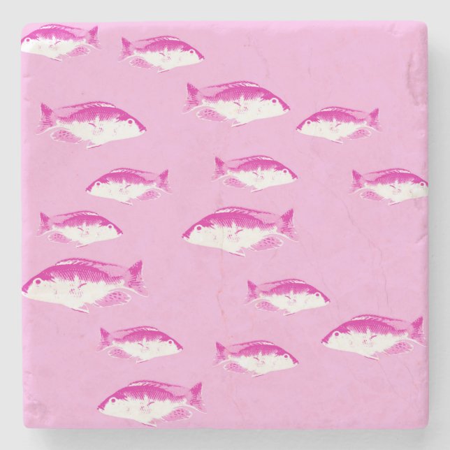 Pink fish stone coaster (Front)
