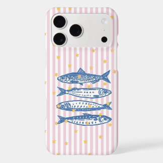 Pink Fish Striped Phone Case | Cute Coastal Aesthe