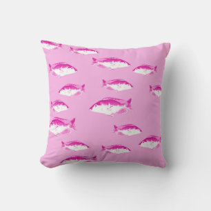 Pink fish throw pillow