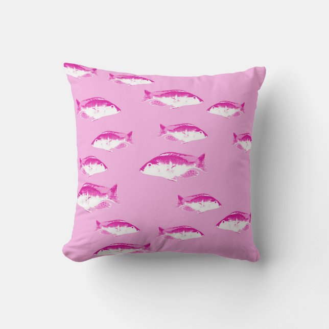 Pink fish throw pillow (Front)