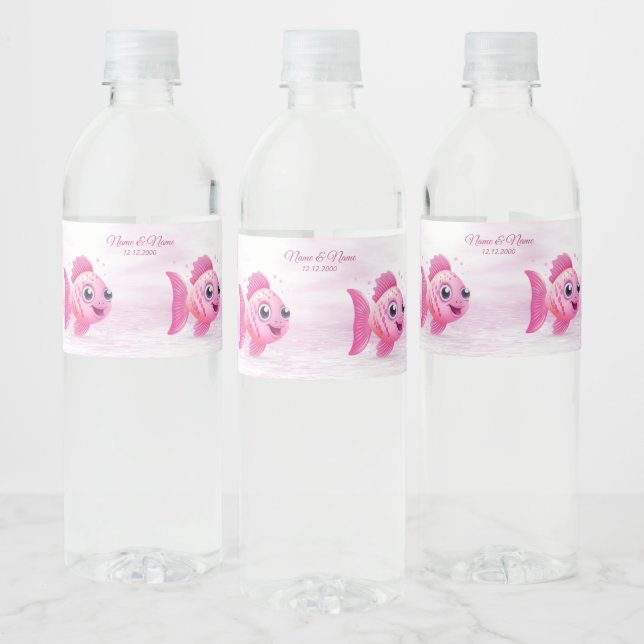 Pink Fish Water Bottle Label (Bottles)