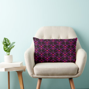 Pink Fishhooks and Purple Fish Pattern Lumbar Pillow