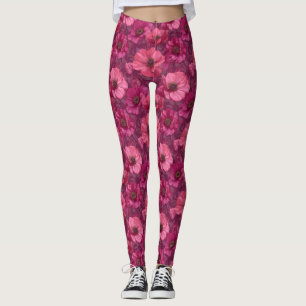 Pink Fitness Fashion Anemones Aesthetic Moms Leggings