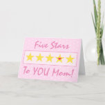 Pink Five Star Rating Motivational Mothers Day Holiday Card