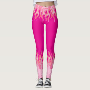 Pink Flames, racing flames, fire, hot, hot rod, Leggings