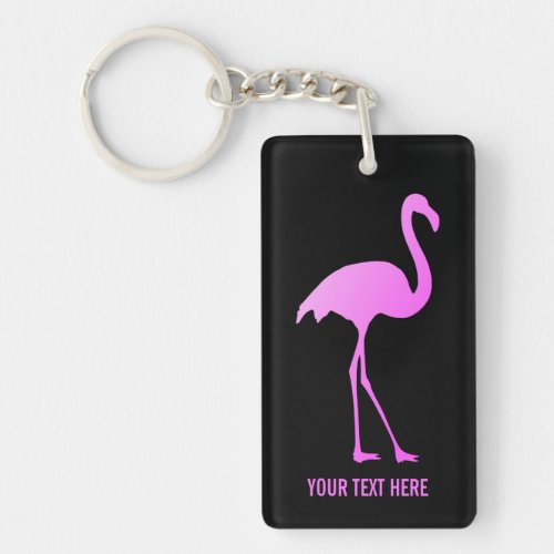 Pink flamigo bird silhouette custom keychain
