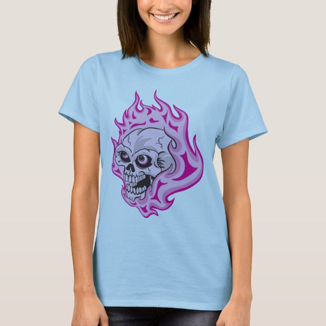 Pink Flaming Skull T-Shirt (Front)