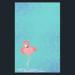 Pink Flamingo<br><div class="desc">Vector drawing of a pink flamingo on a textured blue background.</div>