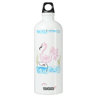 Pink Flamingo #13 by EelKat Wendy C Allen Aluminum Water Bottle