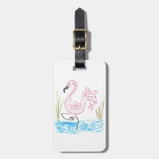 Pink Flamingo #13 by EelKat Wendy C Allen Bag Tag