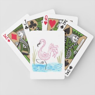 Pink Flamingo #13 by EelKat Wendy C Allen Bicycle Playing Cards