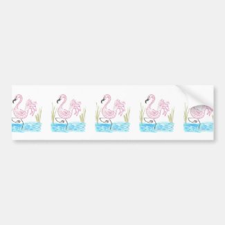 Pink Flamingo #13 by EelKat Wendy C Allen Bumper Sticker