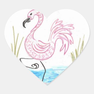 Pink Flamingo #13 by EelKat Wendy C Allen Classic Round Sticker