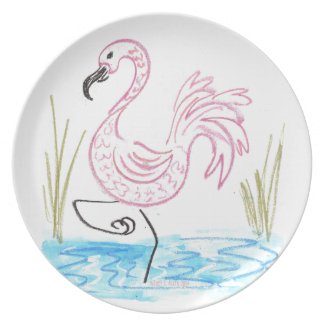 Pink Flamingo #13 by EelKat Wendy C Allen Dinner Plate