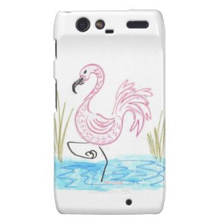 Pink Flamingo #13 by EelKat Wendy C Allen Droid RAZR Cover
