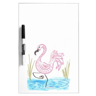 Pink Flamingo #13 by EelKat Wendy C Allen Dry Erase Board