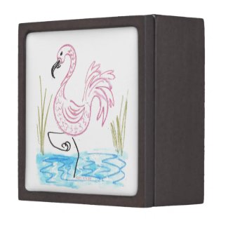 Pink Flamingo #13 by EelKat Wendy C Allen Keepsake Box