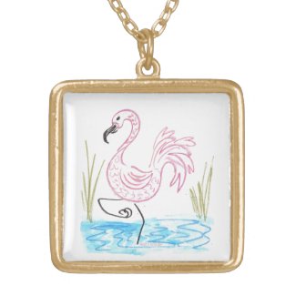 Pink Flamingo #13 by EelKat Wendy C Allen Locket Necklace