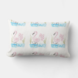 Pink Flamingo #13 by EelKat Wendy C Allen Lumbar Pillow