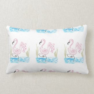 Pink Flamingo #13 by EelKat Wendy C Allen Lumbar Pillow
