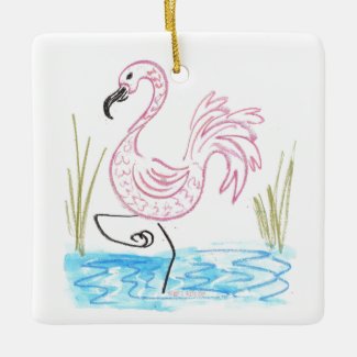 Pink Flamingo #13 by EelKat Wendy C Allen Metal Ornament