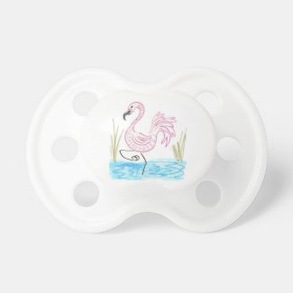 Pink Flamingo #13 by EelKat Wendy C Allen Pacifier