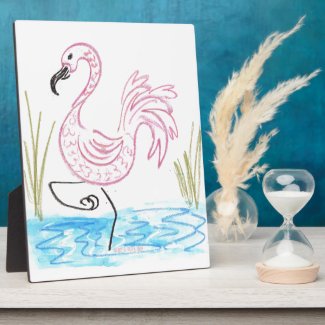 Pink Flamingo #13 by EelKat Wendy C Allen Plaque