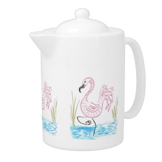 Pink Flamingo #13 by EelKat Wendy C Allen Teapot