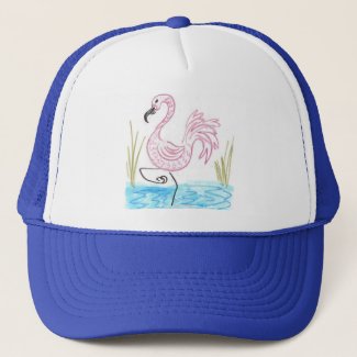 Pink Flamingo #13 by EelKat Wendy C Allen Trucker Hat