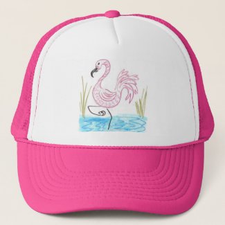 Pink Flamingo #13 by EelKat Wendy C Allen Trucker Hat