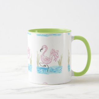 Pink Flamingo #13 by EelKat Wendy C Allen Two-Tone Coffee Mug