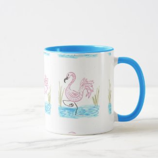 Pink Flamingo #13 by EelKat Wendy C Allen Two-Tone Coffee Mug