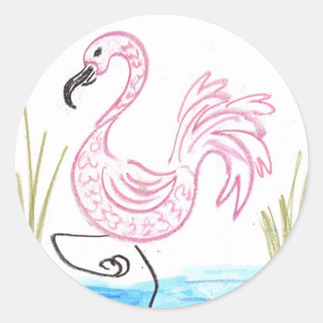 Pink Flamingo #13 Classic Round Sticker (Front)